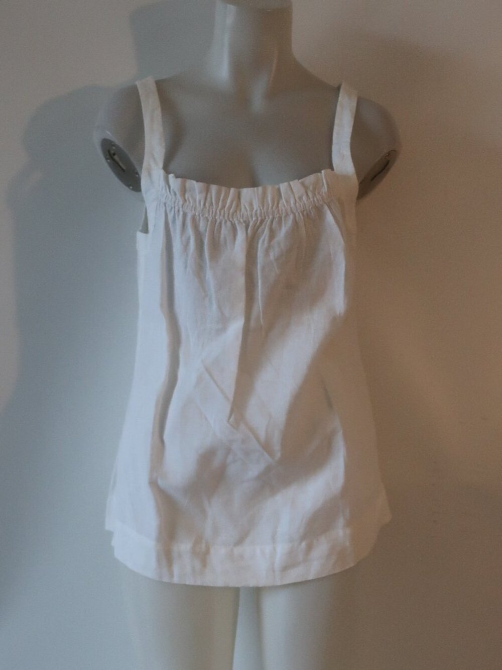 Womens Eileen Fisher (Item- 74) White Pure Linen Sleeveless Tunic Tank Top M